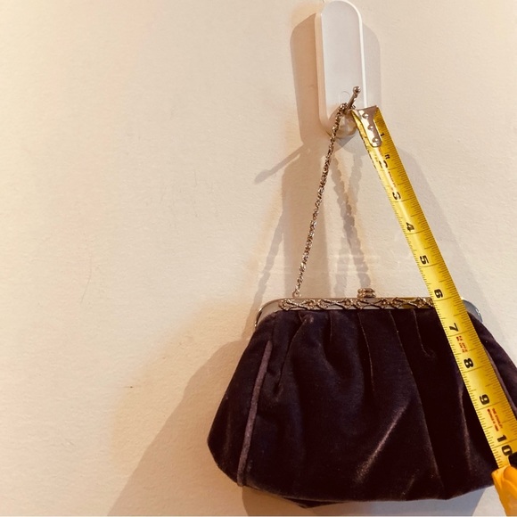 MINI Bag Velvet Purple and Metal with little Rhinestones Embellishment Crossbody - Picture 5 of 10